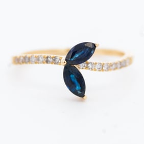 14K YG Sapphire & Diamond Ring, size 7