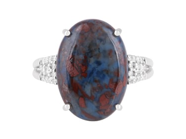 18K WG 8.07ct Sugalite & .17ctw White Diamond Ring, size 7