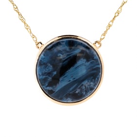 18K YG White Opal & Pitersite Necklace 18"