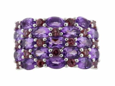 Sterling Amethyst & Rhodolite Ring, size 7