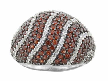 Sterling Red Garnet & White Zircon Ring, size 7