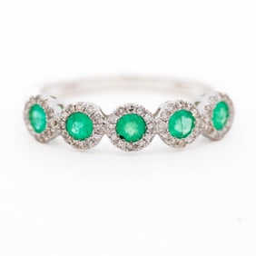 14K WG Emerald & Diamond Ring, size 7
