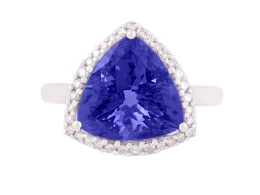 14K White Gold Tanzanite & White Diamond Ring