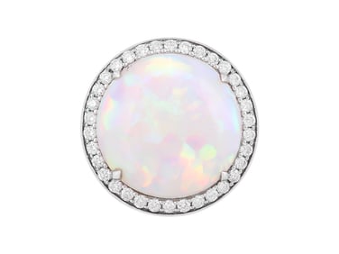 18K WG Opal & White Diamond Ring