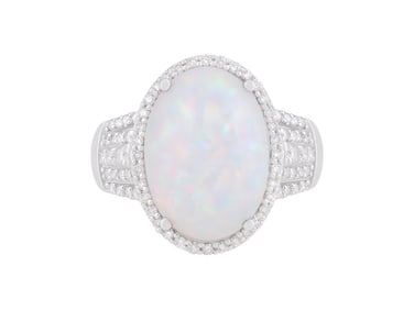 18K WG Opal & White Diamond Ring
