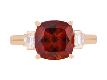 18K YG Madeira Citrine & White Diamond Ring