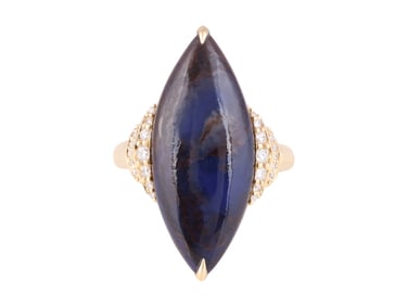 18K YG Sugalite & White Diamond Ring