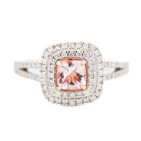 14KWG Vera Wang Morganite and Diamond Ring size 7
