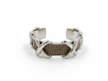 Hermes Lizard Leather Brown Bracelet Bangle