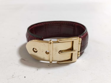 Gucci Crocodile Leather Bracelet with Gold-Tone Hardware