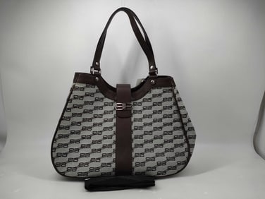 BALENCIAGA BB Logo Canvas Tote Bag