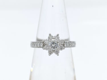 Platinum 950 Tiffany & Co. "Flora" Diamond Ring w/Original Box