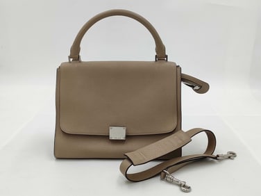 Celine Trapeze Top Handle Bag in Beige Leather and Suede