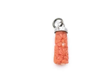 Carved Coral Floral Pendant