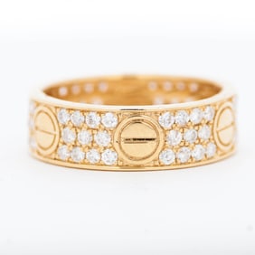 18k YG 1 Carat Natural Diamond 'Love' Style Ring Size 7.5