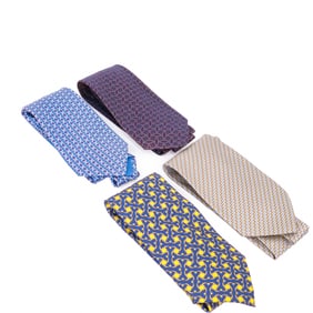 Group of 2 Chanel Ties and 2 Hermes Ties