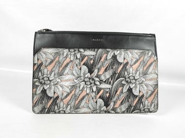 Bally Printed Leather-Trim Clutch Bag