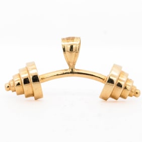 14K Yellow Gold Barbell Pendant 3cm