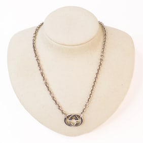 925 Sterling Silver Gucci GG Chain necklace 17"