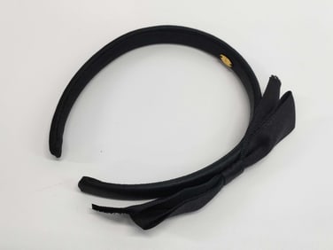 CHANEL Black Satin Ribbon Headband