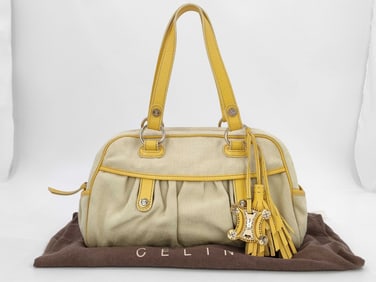 Celine Triomphe Canvas and Leather Satchel Bag