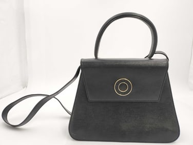 Vintage Celine Black Leather Trapezoidal Bag