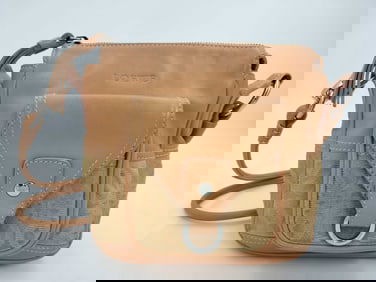 Loewe Tan Suede and Leather Anagram Shoulder Bag