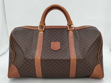 CELINE Macadam Boston Bag Brown PVC Leather Boston Bag
