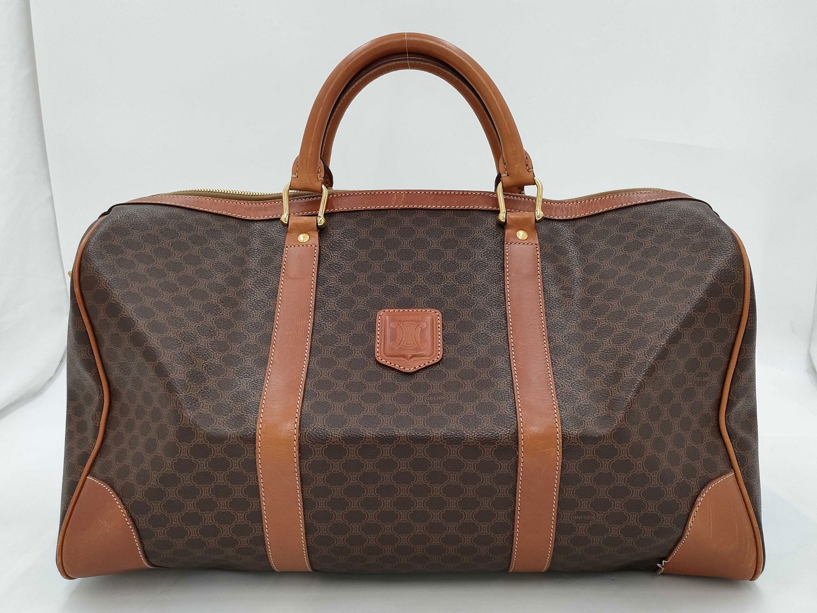 CELINE Macadam Boston Bag Brown PVC Leather Boston Bag (1 of 10)