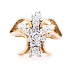 14K Yellow Gold Angel 1.00ctw Graduated Diamond Ring, Size 6.5