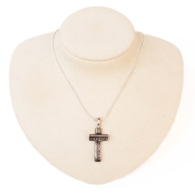 Morgan Silver Dollar Cross Pendant on 18" Silver Chain