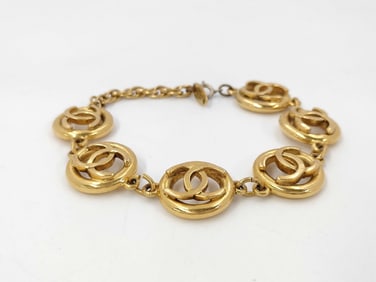 Chanel 1982 Vintage Rare Multi Logo Charm Bracelet