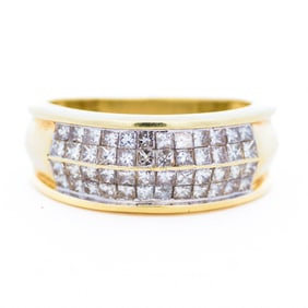 14KYG VS2-SI1 .5ctw Invisible Set Diamond Band Ring, Size 9.5