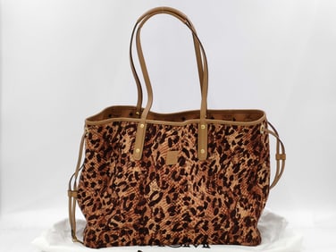 MCM Leopard Print Coated Canvas Tote Bag