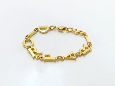 Dior Alphabet Logo Bracelet Gold Tone 7"