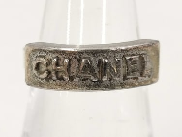 Vintage Chanel Logo Silver Ring