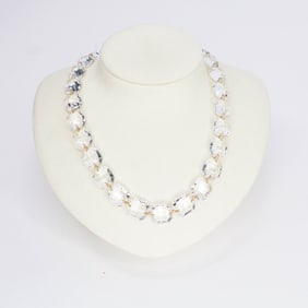 18KYG Baccarat Faceted Clear Crystal Link Rivière 17"