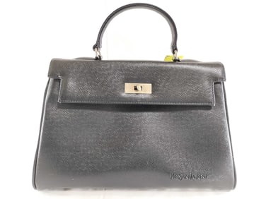 Yves Saint Laurent Black Kelly-Shape Top Handle Bag