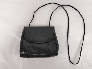 Yves Saint Laurent Lizard Skin Black Shoulder Bag