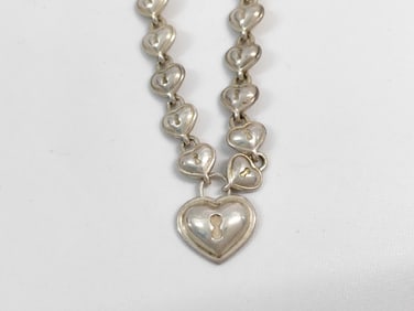 Vintage Tiffany & co. Silver Heart Lock Necklace