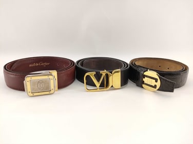 Lot of 3 designer belts, Cartier, Balenciaga , and Valentino