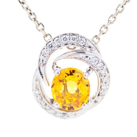 18KWG & Platinum 2.06ct Sapphire & Diamond Pendant Necklace 18"