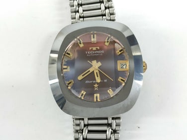 vintage Technos Borazon-VI automatic watch Stainless Steel – Black Dial, Quartz Movement