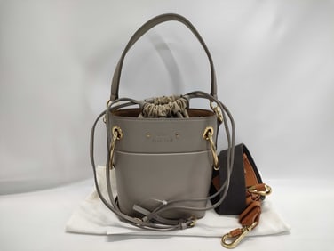 Chloé Roy small bucket bag in motty grey smooth calfskin leather