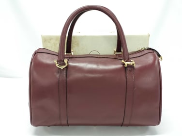Authentic Cartier Must Bordeaux Leather Boston Bag