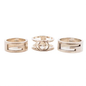 Group of 3 925 Sterling Silver Gucci Rings