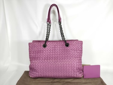 Bottega Veneta Intrecciato Chain Tote Bag in mauve