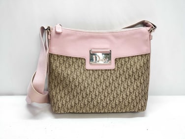 Dior Trotter Canvas and Pink Leather Shoulder Bag