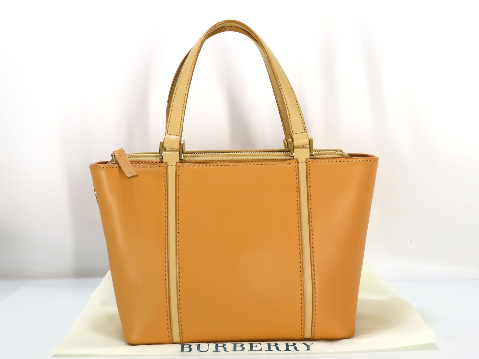 Burberry Tan Leather Nova Check Lined Handbag 20cm (1 of 10)