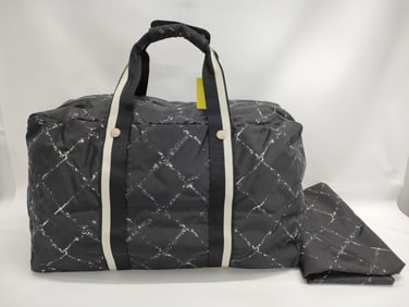 Chanel Nylon Duffle Bag Quilt Texture Black & White